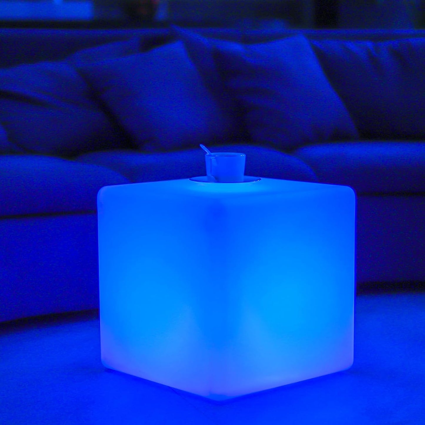 20-inch LED Lighted Cube Table for Home and Outdoor Use