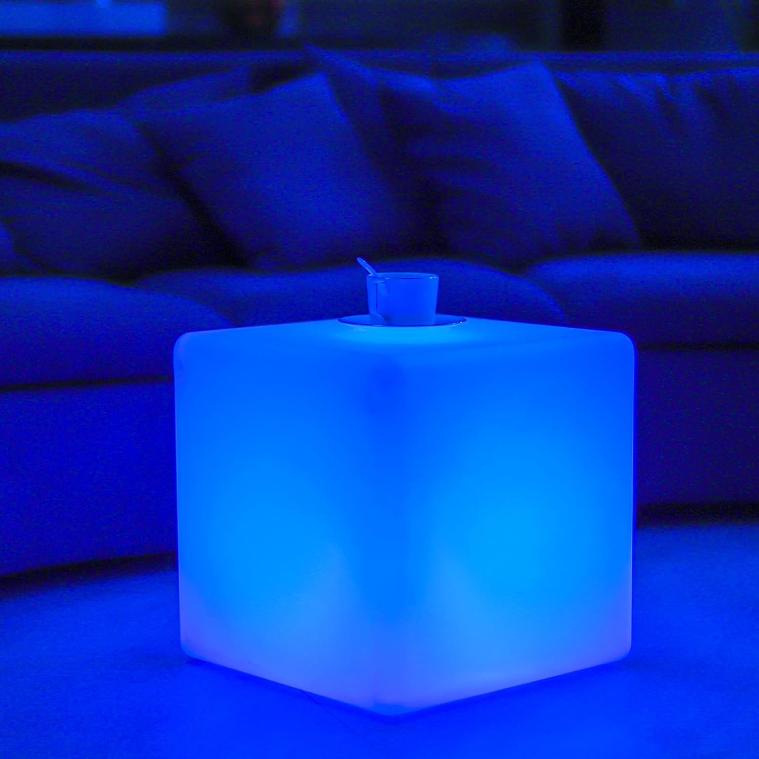 20-inch LED Lighted Cube Table for Home and Outdoor Use