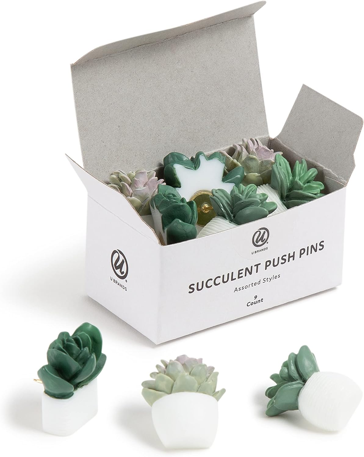 Succulent Push Pins Set - 9 Count Variety