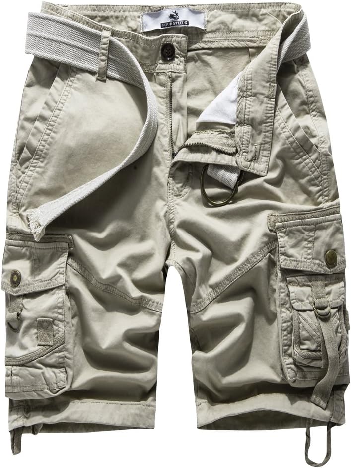 FOURSTEEDS Women's Cotton Casual Multi-Pocket Bermuda Shorts