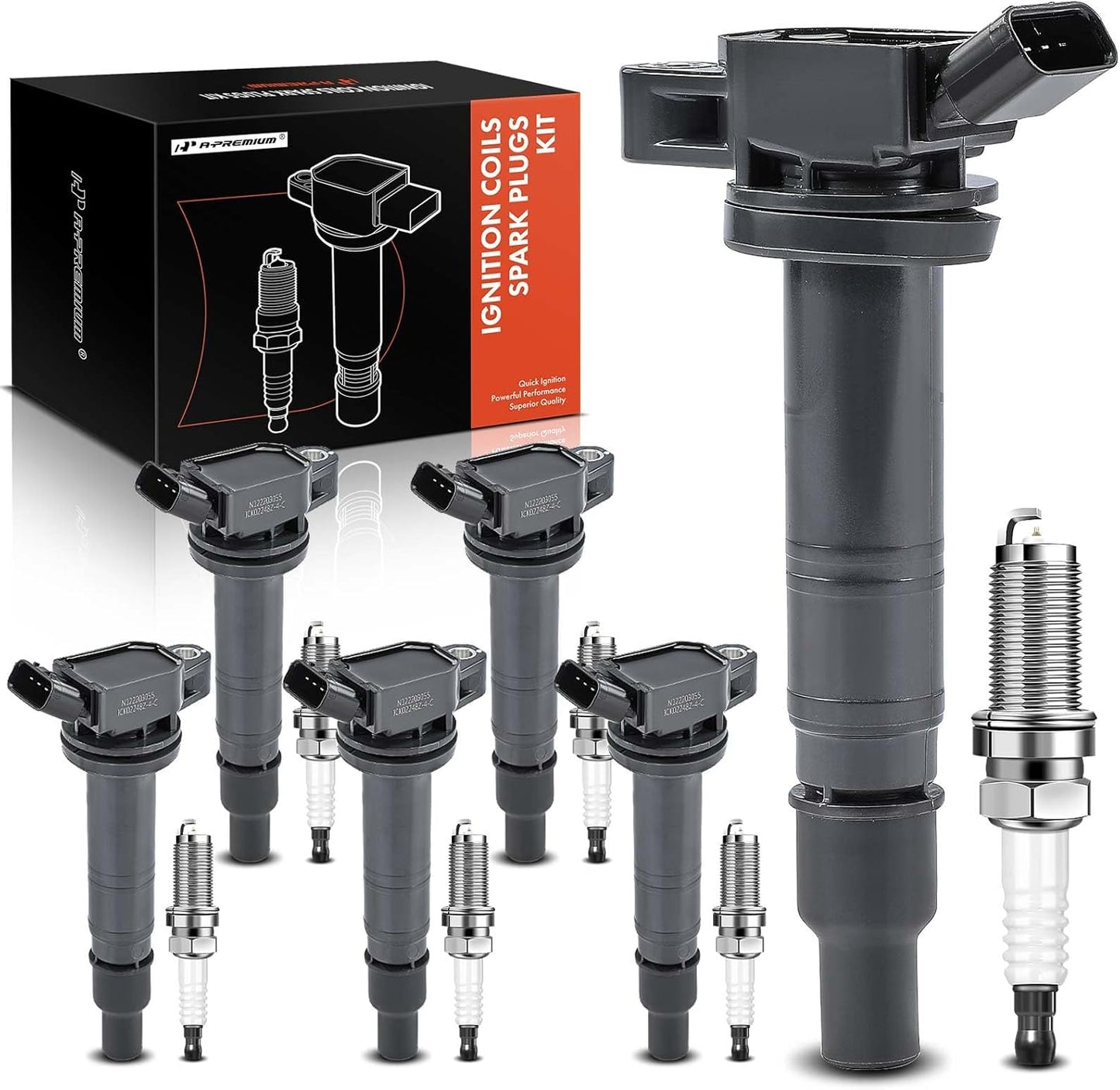 Set of 6 Ignition Coil Pack and Iridium Spark Plugs for Toyota