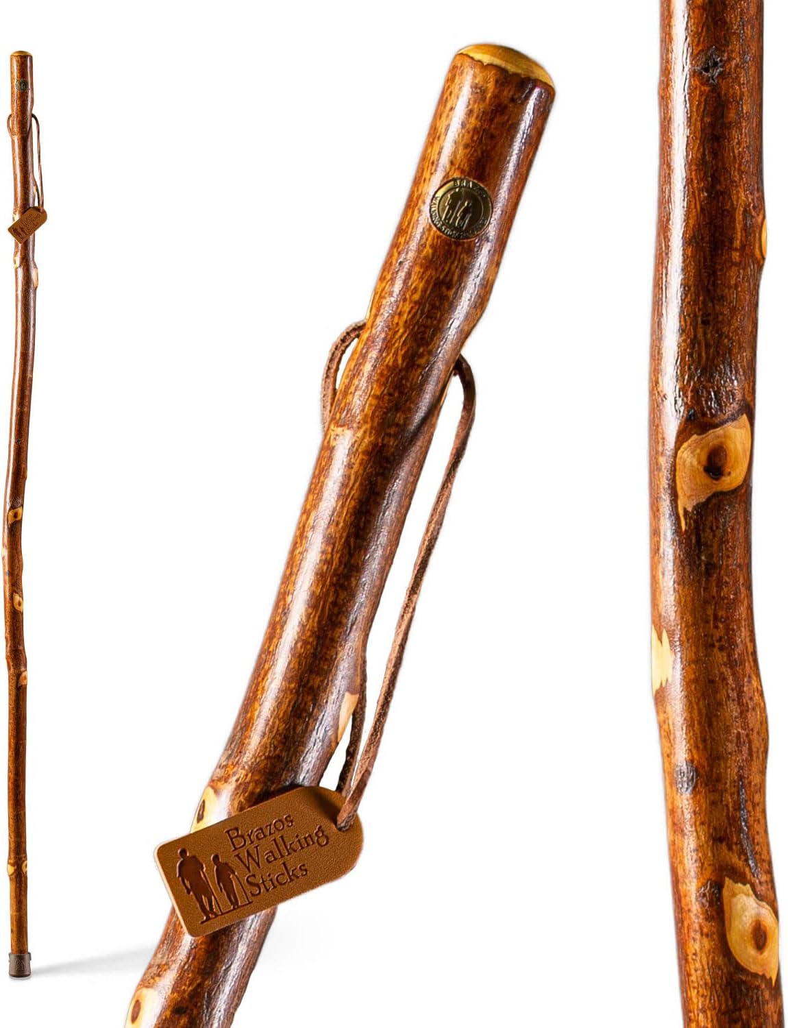 Brazos Rustic Wood Walking Stick - Handcrafted in USA