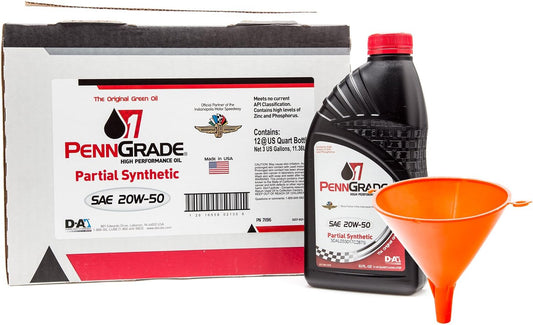 PENN GRADE 1 20W-50 Racing Oil 12 Pack with Funnel for Performance