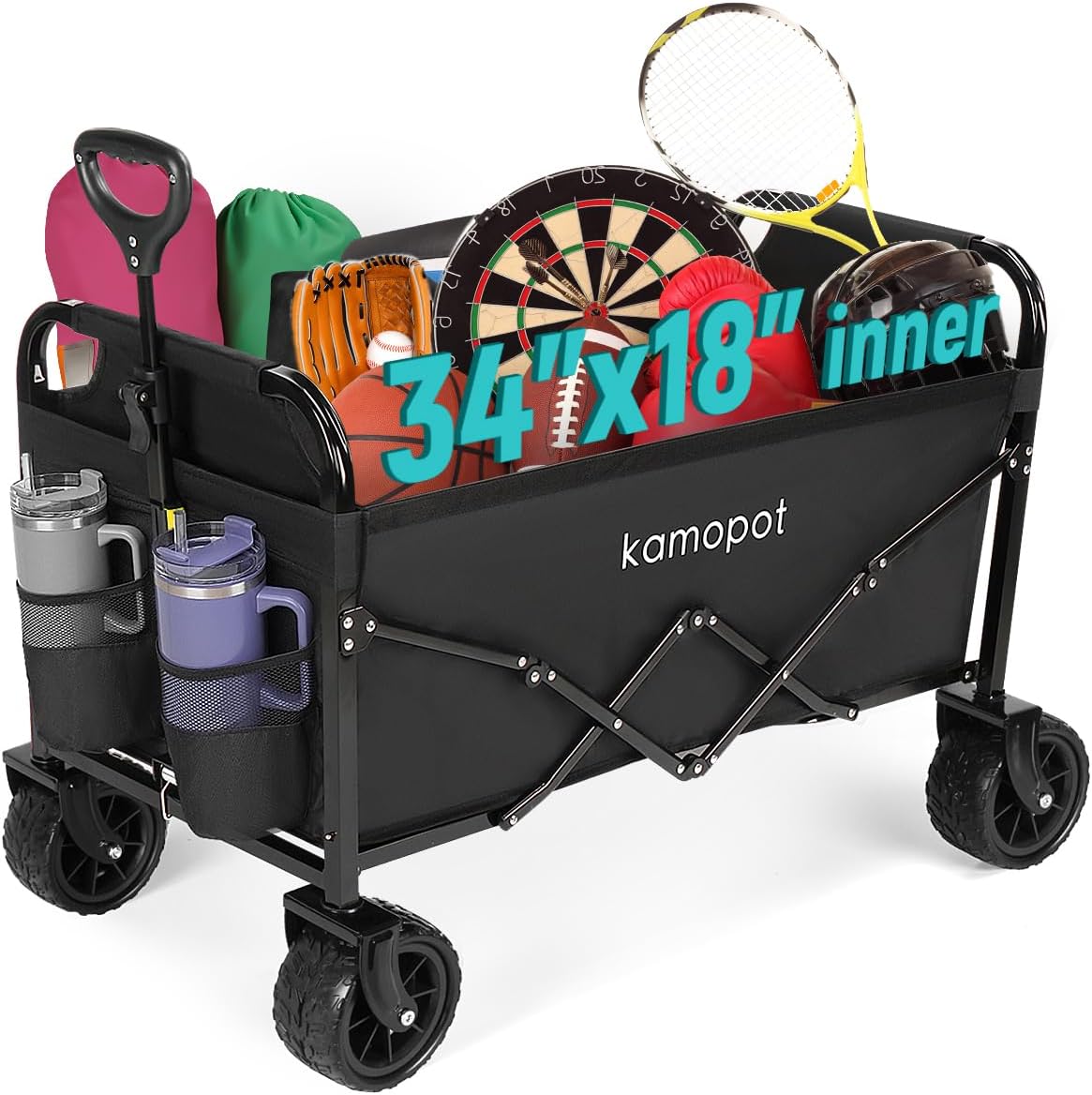 Large Collapsible Wagon for Beach, Yard, Grocery, and Park