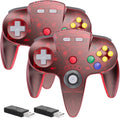 Wireless N64 Switch Online Controller 2 Pack - Clear Red, Rechargeable