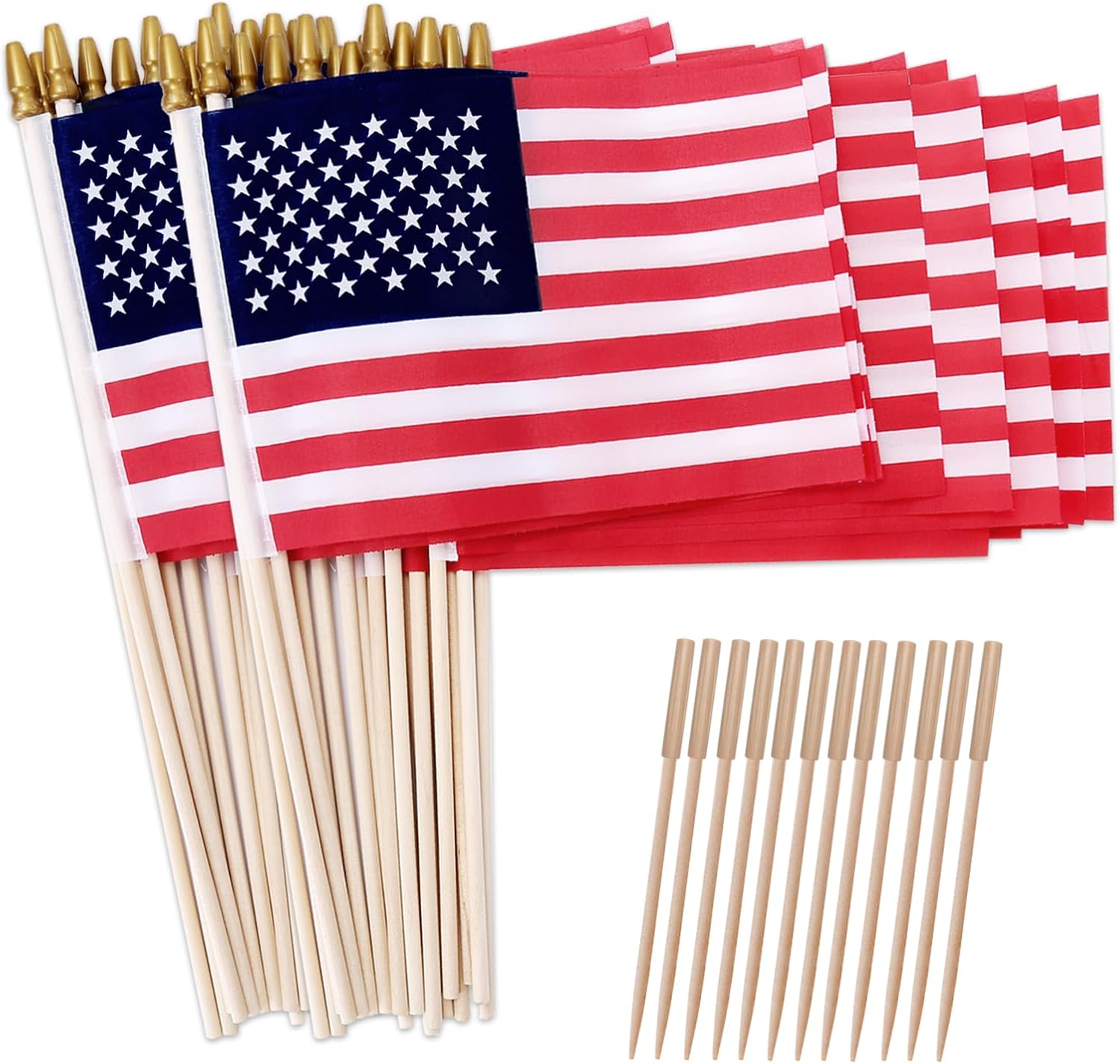 100 Pack 8x12 Inch American Flags for 4th of July Celebrations