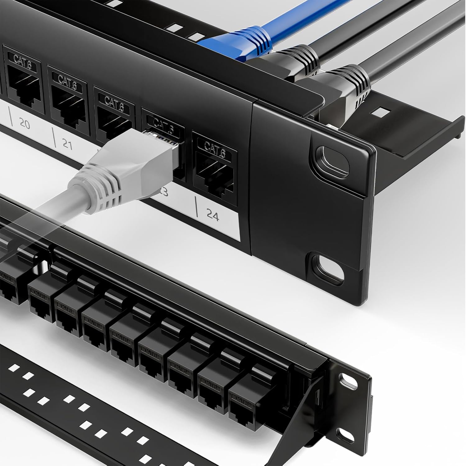 24 Port Keystone Patch Panel with 25 Pack Gold-Plated Couplers