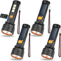 Solar Flashlights 1500 Lumens LED Rechargeable 4 Pack - Solar + USB