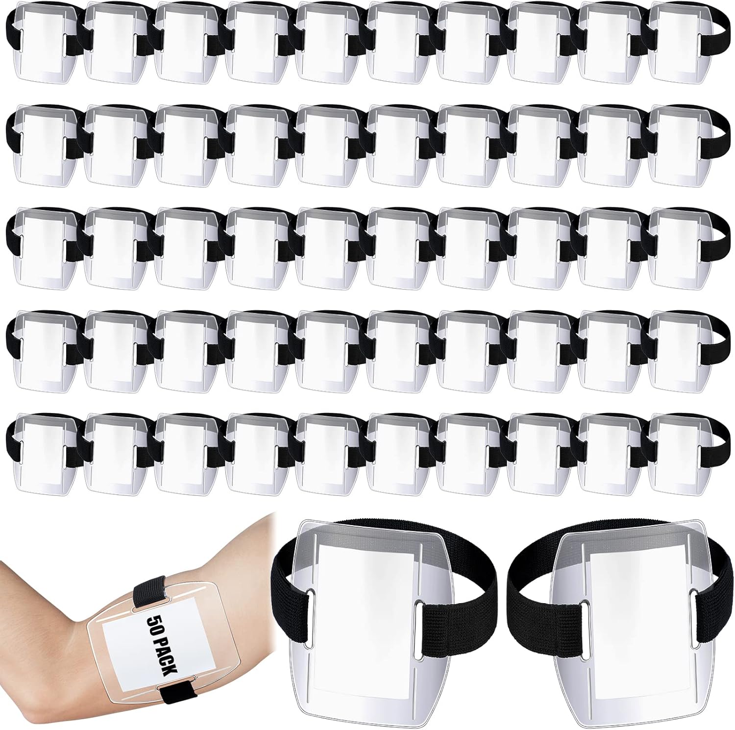 Meanplan 50 Pcs Arm Badge Holder for Work Pass and ID Cards