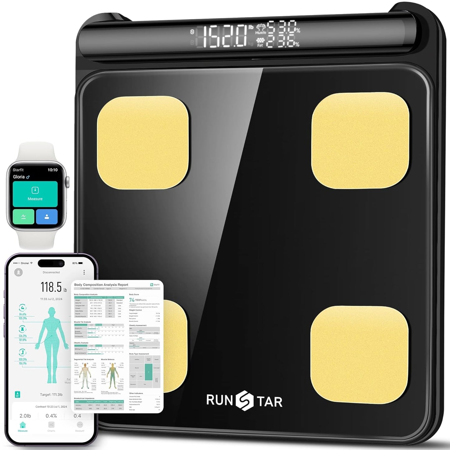 RunStar Smart Scale for Body Weight with 28 Body Metrics
