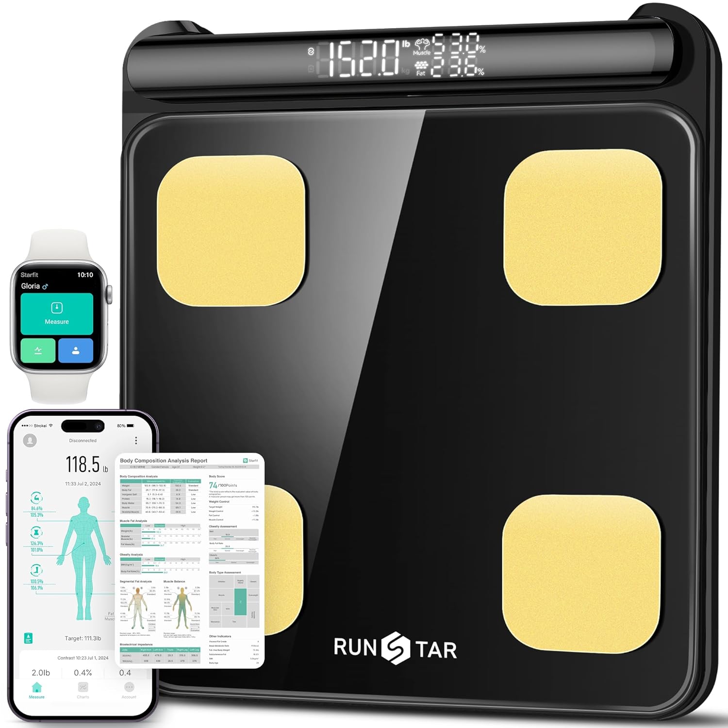 RunStar Smart Scale for Body Weight with 28 Body Metrics