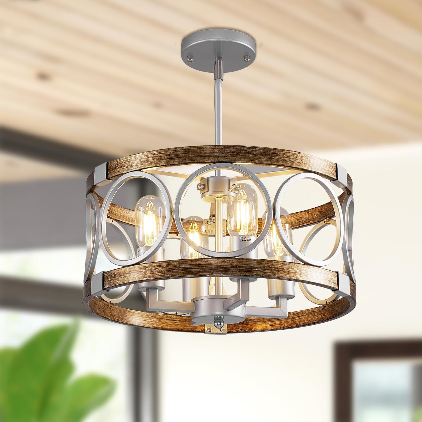 Silver Farmhouse Chandelier Light Fixture for Rustic Elegance