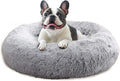 Large Calming Dog Bed 36in Smoke Gray - Cozy Donut Cuddler