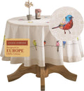 Round Cotton Tablecloth 69 in - Elegant European Birdies Design
