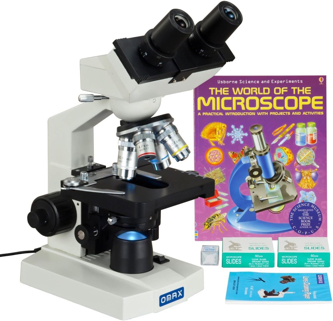 OMAX 40X-2000X Binocular Compound Microscope with Accessories