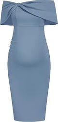 Maternity Bodycon Dress Off Shoulder - Elegant Mesh Sleeve Pencil