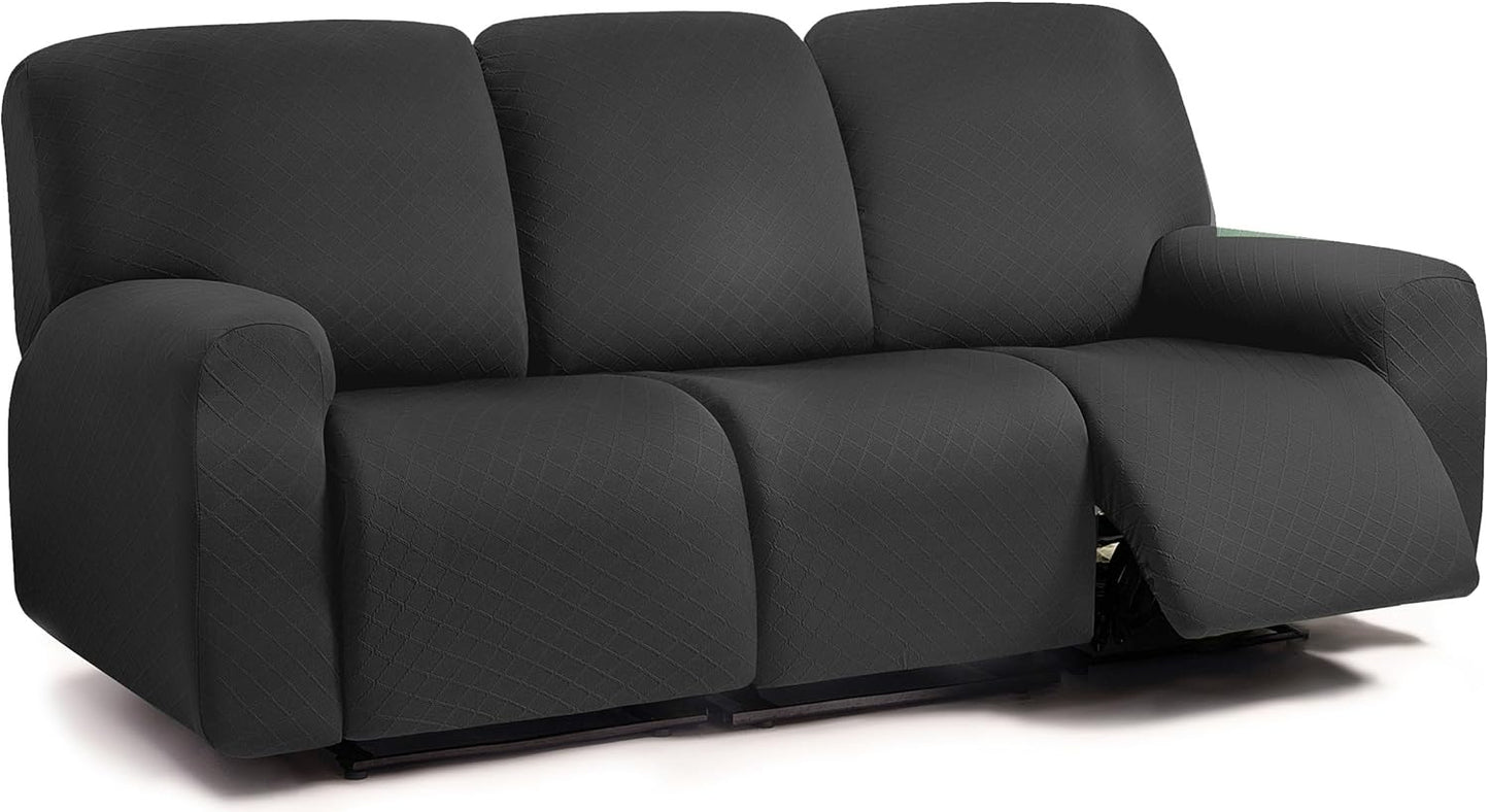 ULTICOR Squared Jacquard Design Recliner Sofa Covers for 3 Seater