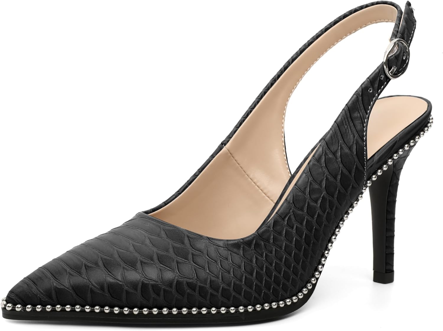 Zamikoo Women Beaded Pumps High Heel Slingback Stilettos