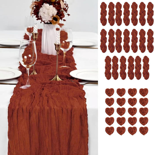 20PCS Terracotta Cheesecloth Table Runner for Elegant Events