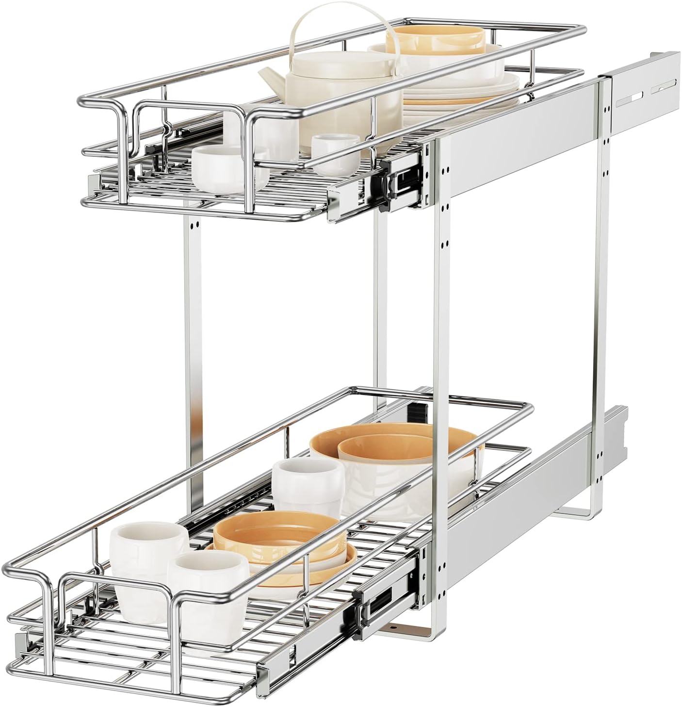 ROOMTEC Pull Out Cabinet Organizer for Kitchen and Bathroom Storage