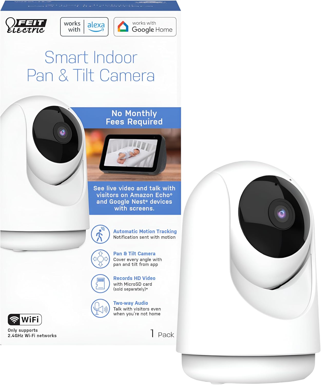 Feit Electric Indoor Security Camera with Motion Detection Alerts