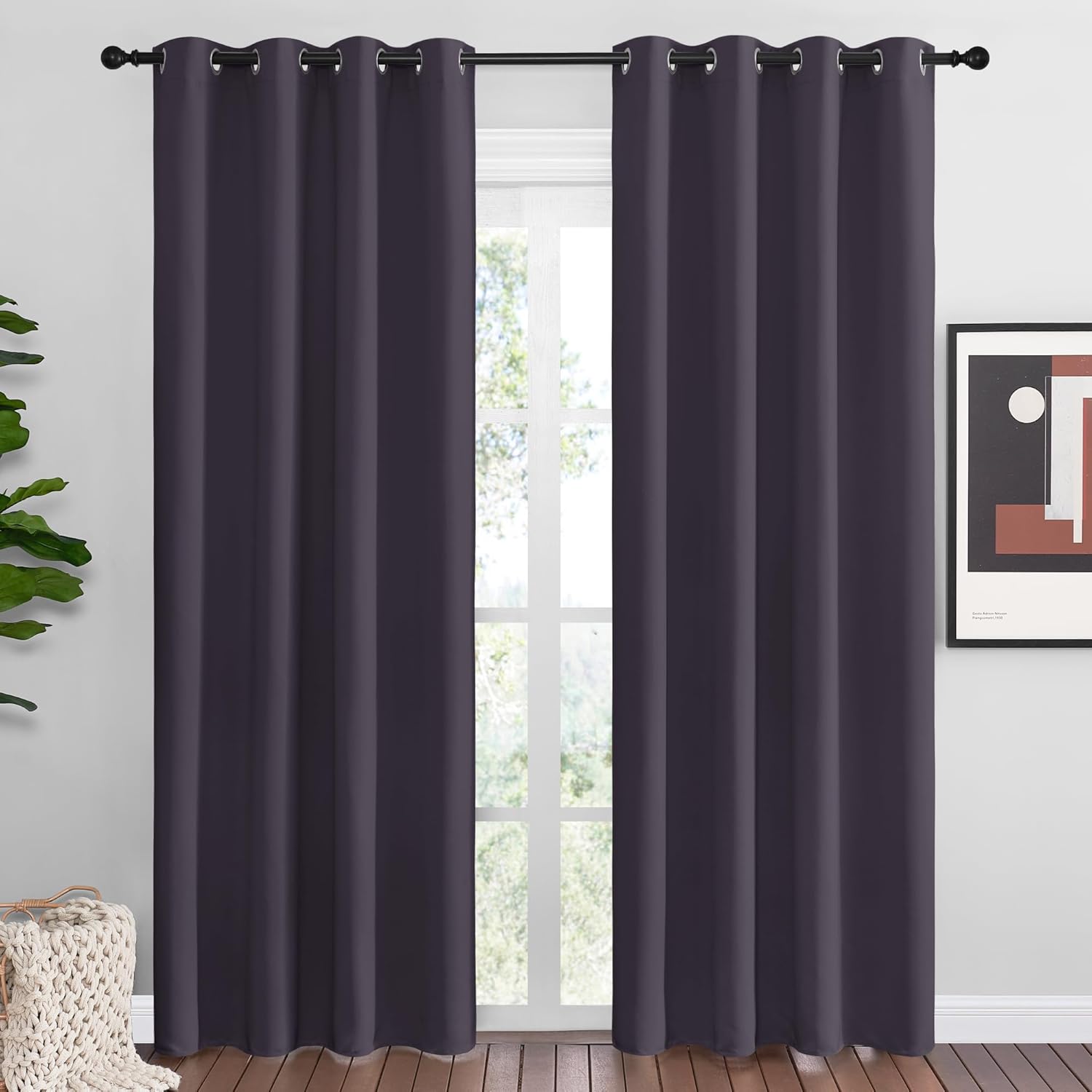 NICETOWN Greyish Purple Blackout Curtains for Elegant Living Room