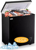 Chest Freezer 5.0 Cu.Ft Black Compact Freezer - Space-Saving Deep