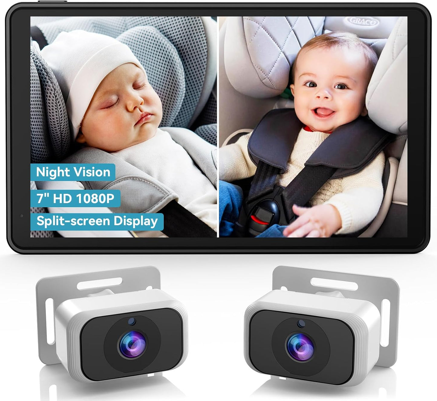 Split-Screen Baby Car Camera with Night Vision
