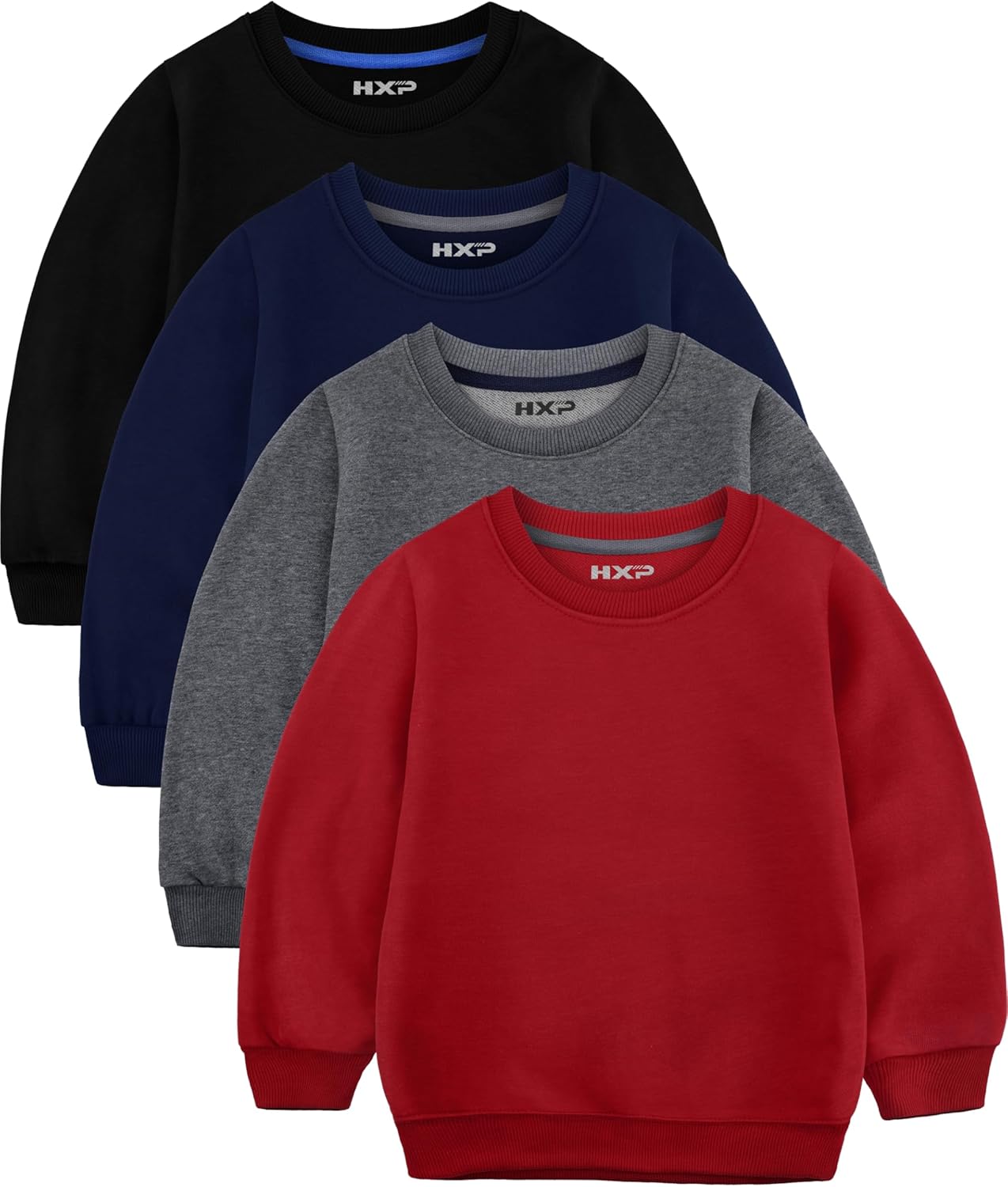 Toddler Boys Sweatshirts 4 Pack Cotton Long Sleeve Pullover Tops