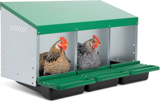 Classic Style 3 Compartment Rollout Nesting Box for Hens