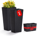 Wicker All-Weather Tall Planter Set - Durable Outdoor & Indoor Decor
