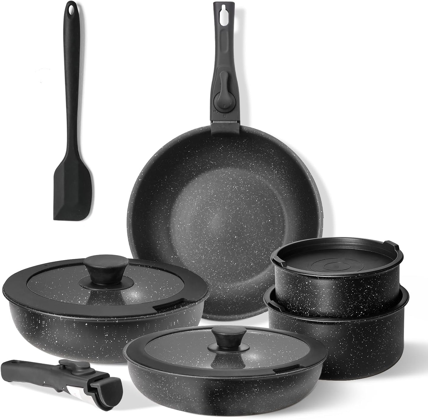 Nonstick Kitchen Induction Cookware Set with Detachable Handle