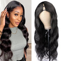 V Part Wig Human Hair 18 in Upgrade U Part Wig - Natural Black Real