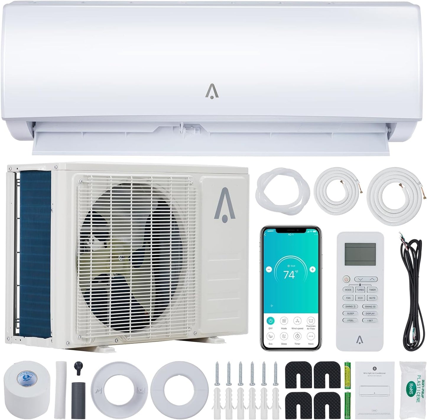 Efficient 12K BTU Mini Split AC/Heater with WiFi & Remote - JustSmart