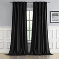 DUALIFE Black Blackout Curtains 102 in Long 2 Panels - Room Darkening