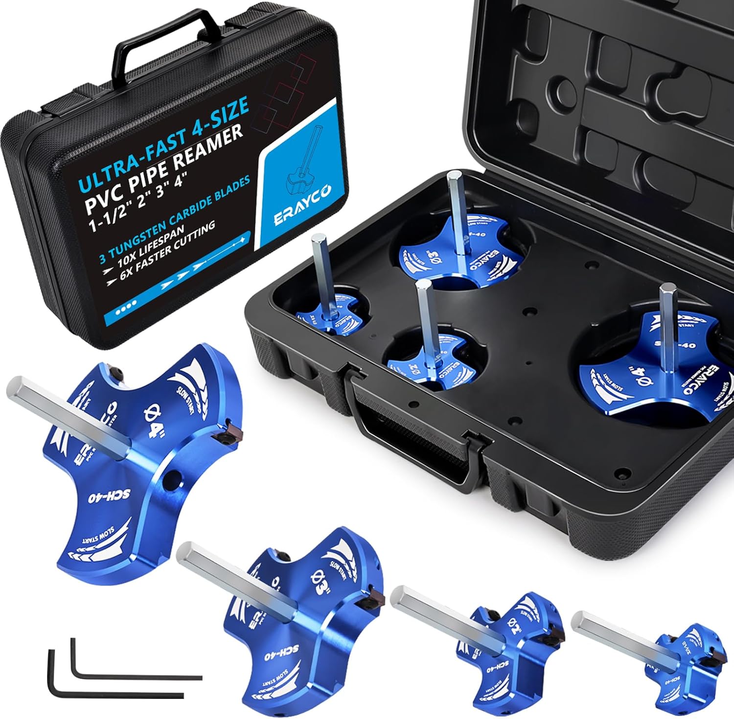 4PCS Triple Blade PVC Pipe Reamer Kit for Efficient Plumbing