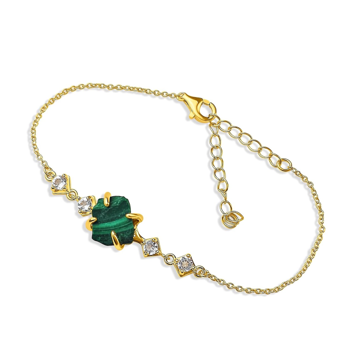 Raw Malachite Chain Bracelet for Birthstone Gift on Special Days