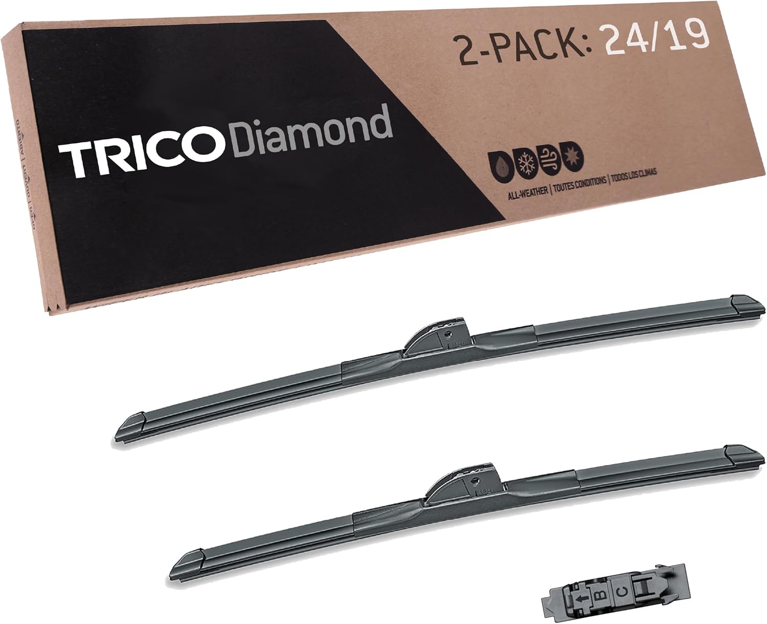 TRICO Diamond 24 Inch & 19 Inch Wiper Blades for All Weather
