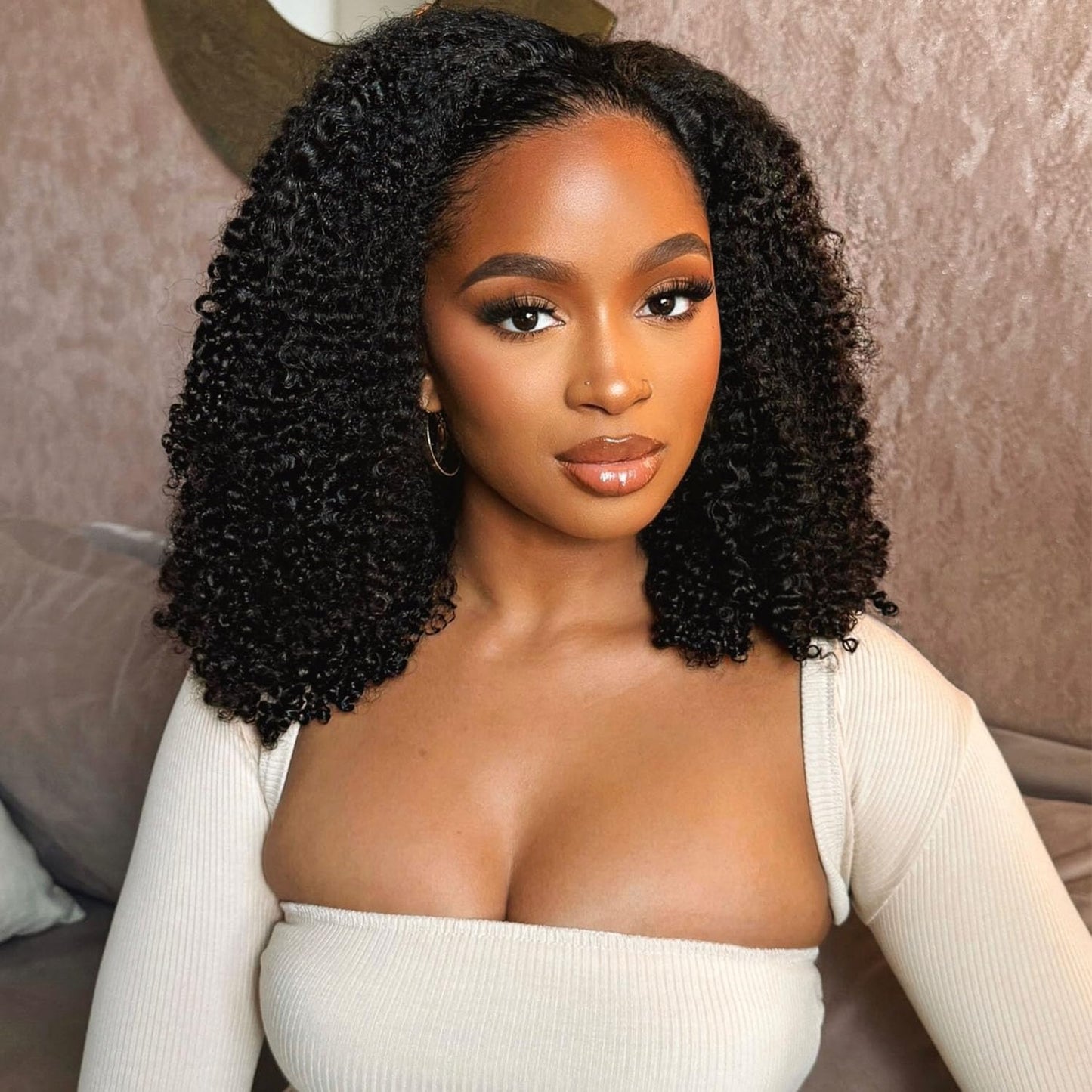 OQ Hair Afro Curly Half Wig for Women - 20 Inch Glueless Style