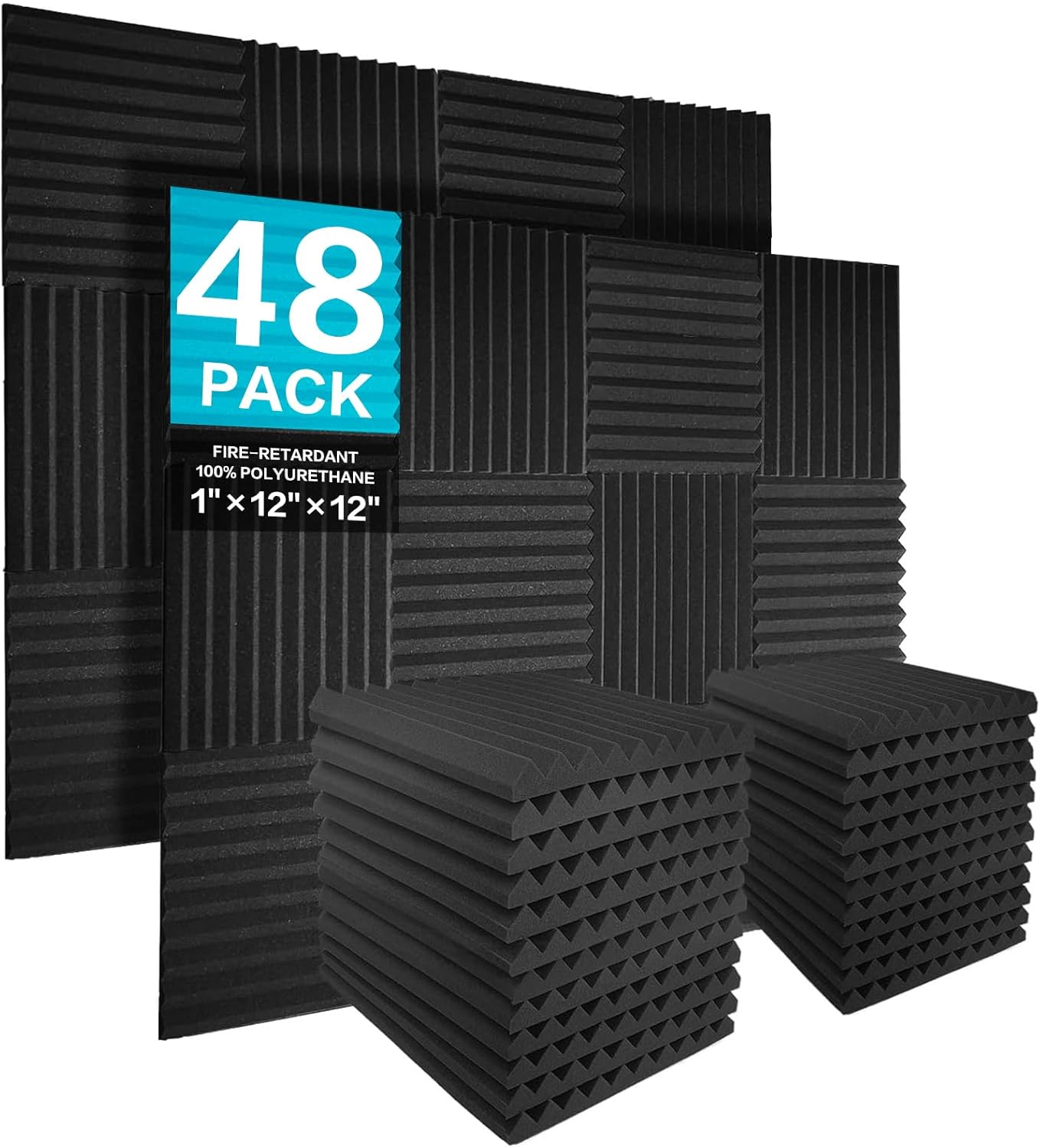 JBER 48 Pack Charcoal Acoustic Panels for Soundproofing Needs
