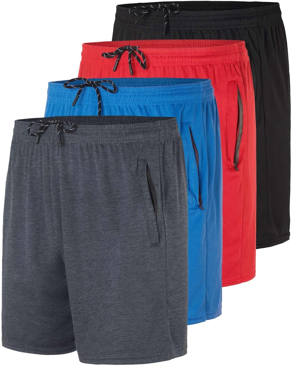 Men's Mesh Athletic Zipper Shorts for Gym and Running