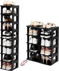 TRZZ 10-Tier Small Shoe Rack - Narrow Stackable Organizer for Small