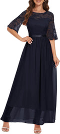 Wedtrend Women's Formal Bell Sleeve Maxi Dress - Elegant Fit and Lace