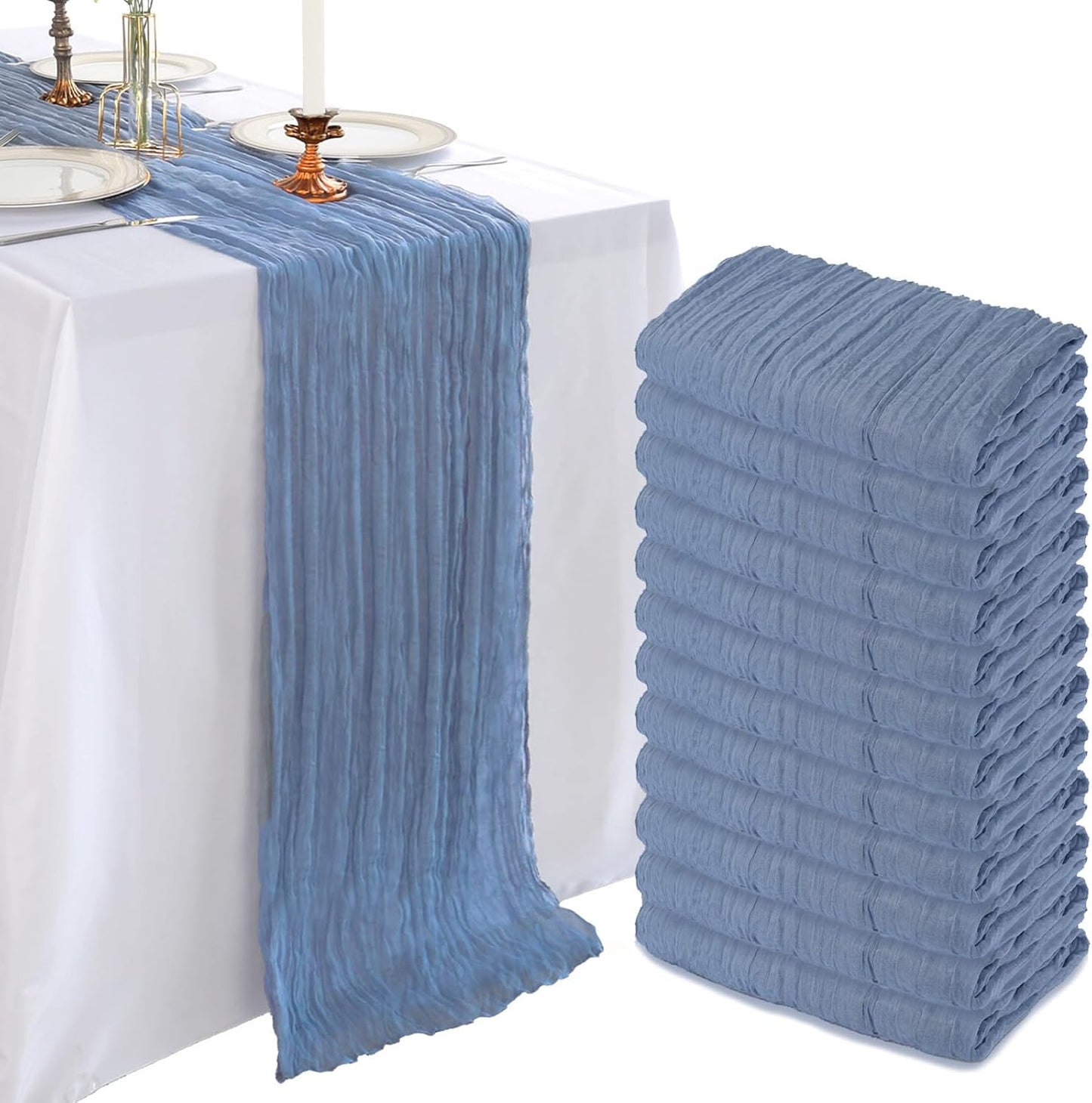 12 Pack 10FT Dusty Blue Cheesecloth Table Runner for Events
