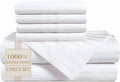 100% Egyptian Cotton Sheets King Size Set - 6 Piece Damask Stripe