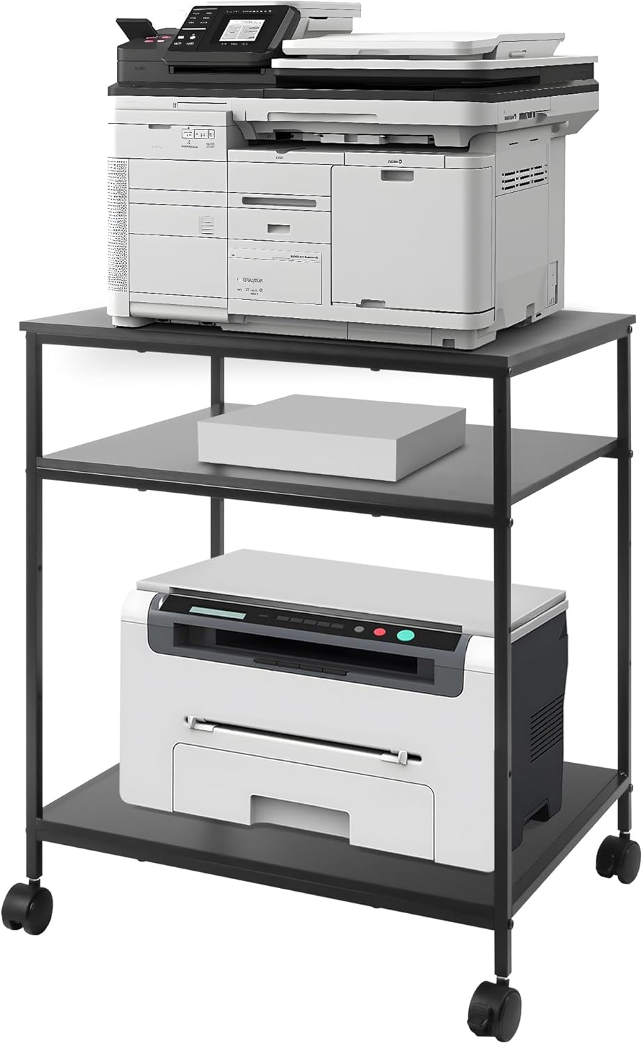 3-Tier Printer Stand for Laser and Inkjet with Lockable Wheels