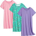 Ekouaer 3 Pack Women's Sleepshirts - Soft Short Sleeve Nightgowns made