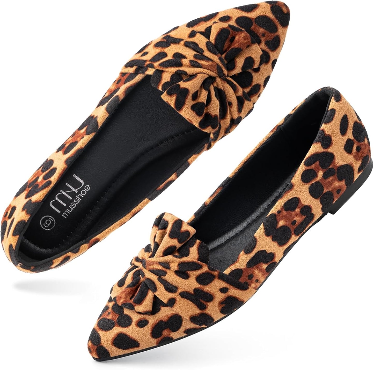 MUSSHOE Women's Flats Dressy Pointed Toe Bowknot Ballet Shoes
