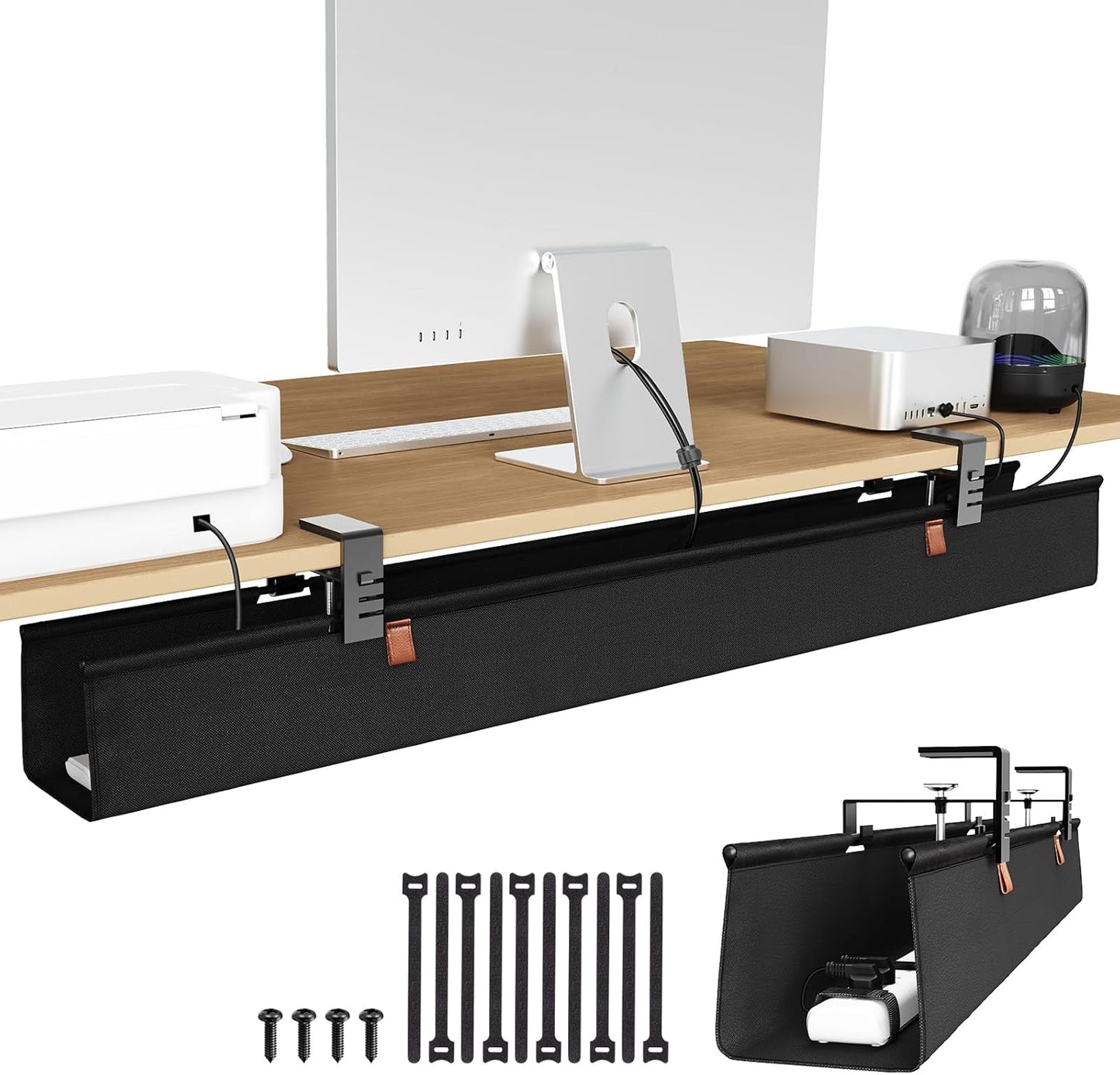 Zilink No Drill Under Desk Cable Management Tray for Clean Workspace