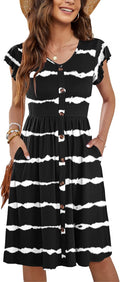 WNEEDU Women Summer Dress Sleeveless Midi Swing - Comfortable Everyday